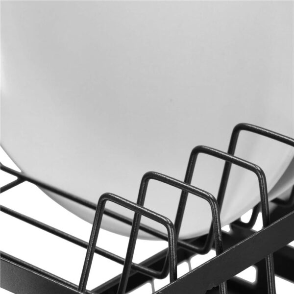 Suport vase 2 niveluri cu tava scurgere si suport tacamuri, 42x30x31,5 cm, negru - imagine 11