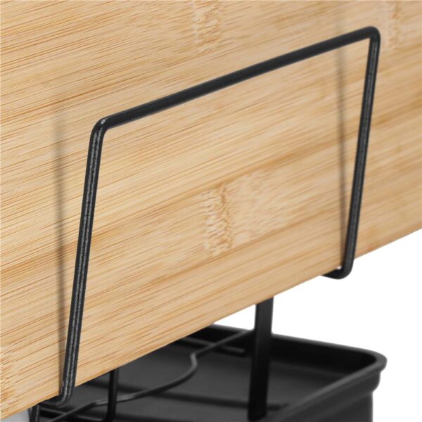Suport vase 2 niveluri cu tava scurgere si suport tacamuri, 42x30x31,5 cm, negru - imagine 12