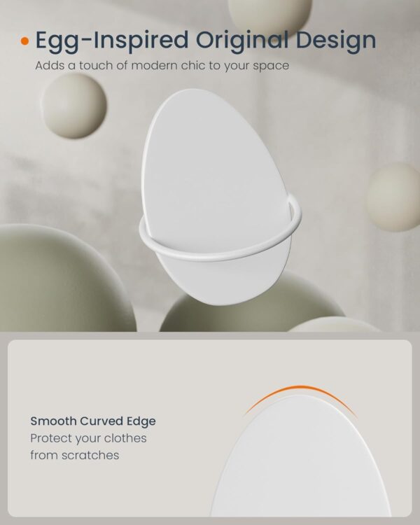 SONGMICS Set 4 carlige perete, design oval din otel, 5 kg per carlig, 9x5x7 cm, alb perlat - imagine 2