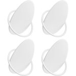 SONGMICS Set 4 carlige perete, design oval din otel, 5 kg per carlig, 9x5x7 cm, alb perlat