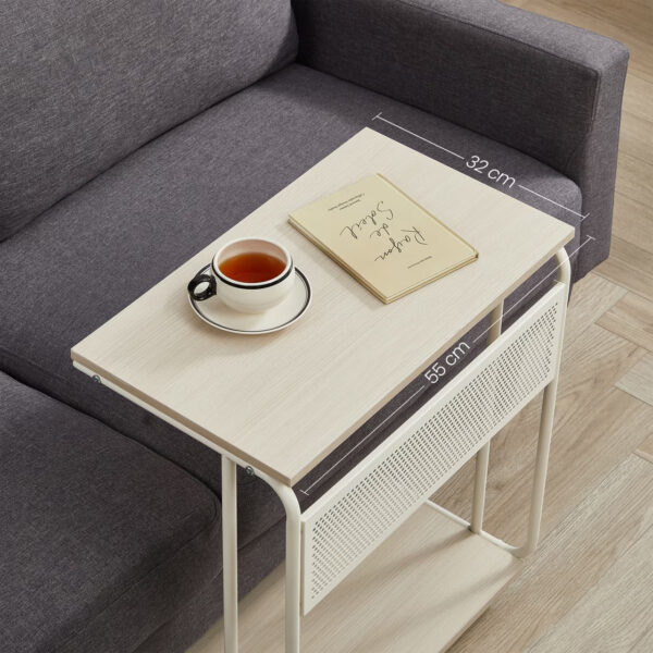 VASAGLE Masuta laterala laptop pe roti, 55x33x66 cm, stil industrial, crem - imagine 4