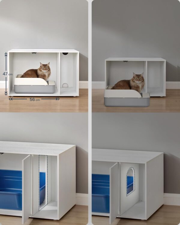SONGMICS Dulap pentru litiera pisici, montaj rapid fara scule, design minimalist, PAL, 80x50x50 cm, alb - imagine 3