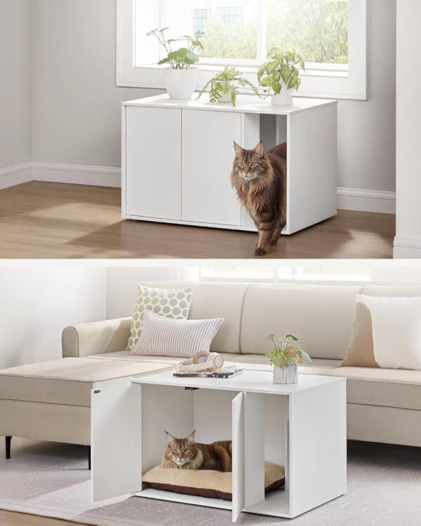 SONGMICS Dulap pentru litiera pisici, montaj rapid fara scule, design minimalist, PAL, 80x50x50 cm, alb - imagine 4