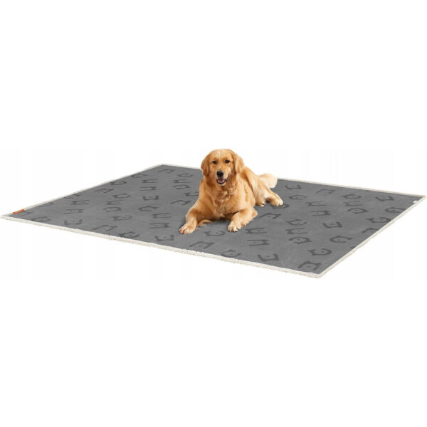 FEANDREA Patura impermeabila XXL pentru caini, fleece si flanel, fata dubla, 203x152 cm, gri - imagine 4