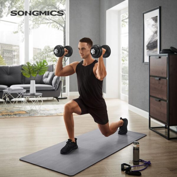 SONGMICS Set 2 gantere reglabile 30 kg, discuri fonta si bare otel, prindere anti-alunecare - imagine 9