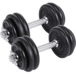 SONGMICS Set 2 gantere reglabile 30 kg, discuri fonta si bare otel, prindere anti-alunecare