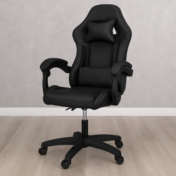 Scaun birou pentru gaming, ergonomic, suport lombar si tetiera, 114-123x55x50 cm, negru - imagine 22