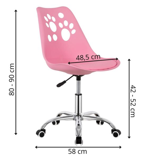 Scaun birou ergonomic, cu sezut din spuma, reglabil pe inaltime, maxim 120 kg, 90x49x48 cm, roz - imagine 24