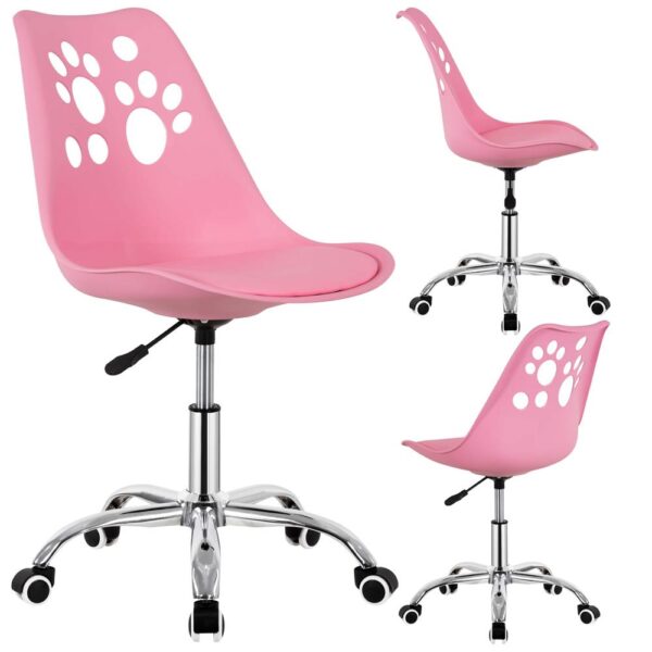 Scaun birou ergonomic, cu sezut din spuma, reglabil pe inaltime, maxim 120 kg, 90x49x48 cm, roz - imagine 5