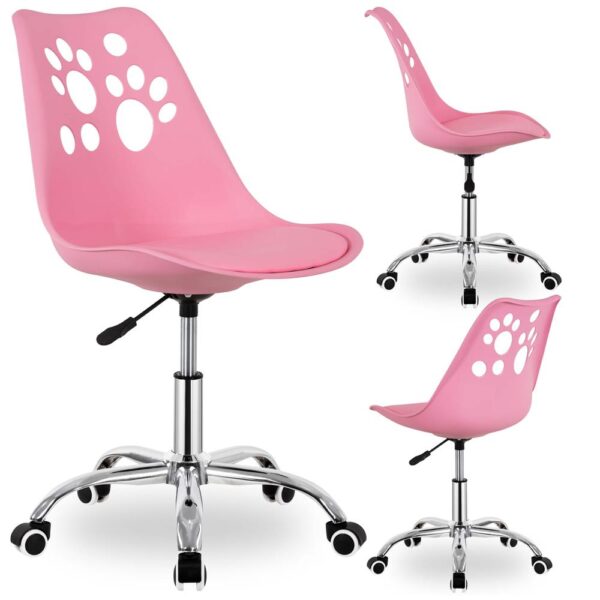 Scaun birou ergonomic, cu sezut din spuma, reglabil pe inaltime, maxim 120 kg, 90x49x48 cm, roz - imagine 6