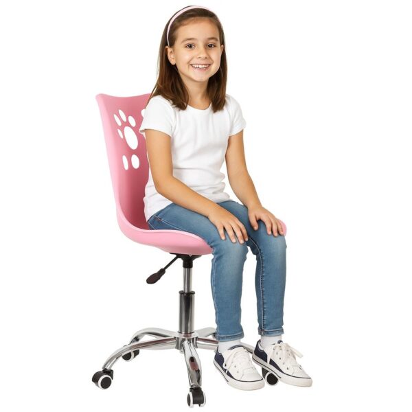 Scaun birou ergonomic, cu sezut din spuma, reglabil pe inaltime, maxim 120 kg, 90x49x48 cm, roz - imagine 7