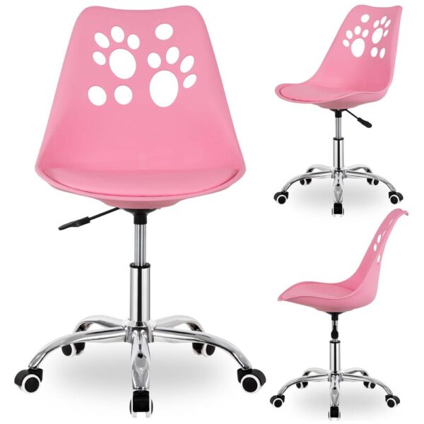 Scaun birou ergonomic, cu sezut din spuma, reglabil pe inaltime, maxim 120 kg, 90x49x48 cm, roz - imagine 8