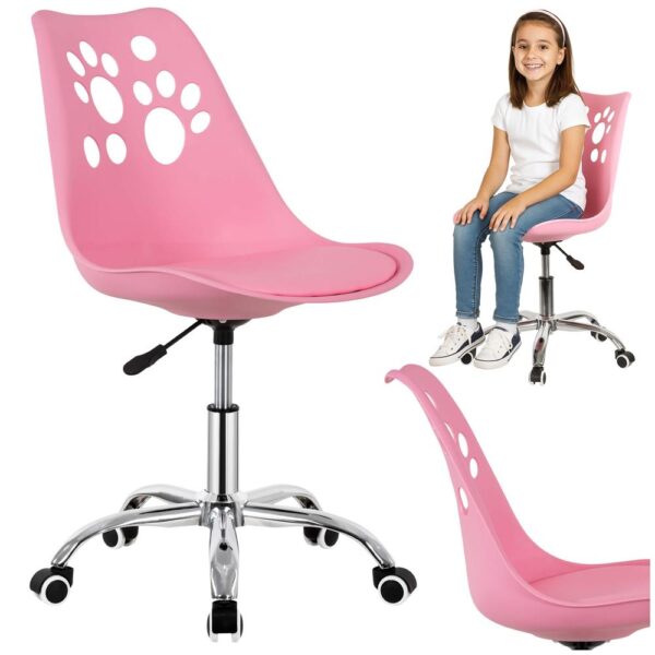 Scaun birou ergonomic, cu sezut din spuma, reglabil pe inaltime, maxim 120 kg, 90x49x48 cm, roz - imagine 9