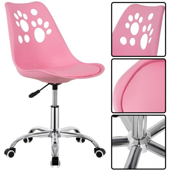 Scaun birou ergonomic, cu sezut din spuma, reglabil pe inaltime, maxim 120 kg, 90x49x48 cm, roz - imagine 11