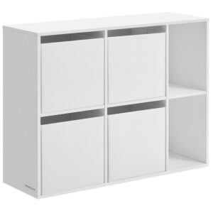 SONGMICS Etajera 6 compartimente, 4 sertare textile, PAL si MDF, 27x83x62 cm, alb