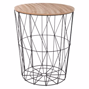 Masuta cafea Atmosphera Kumi, otel si MDF, 47x57 cm, negru
