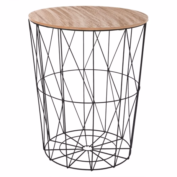 Masuta cafea Atmosphera Kumi, otel si MDF, 47x57 cm, negru