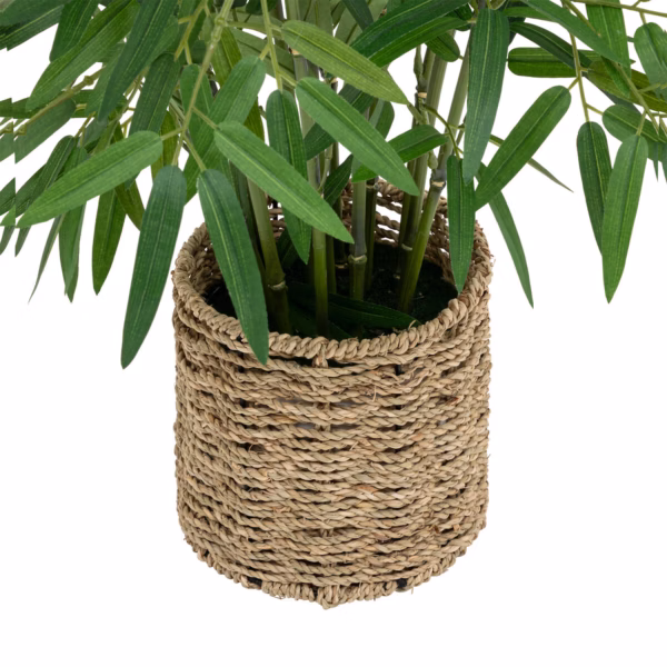 Bambus artificial Atmosphera cu ghiveci din material natural, 100 cm, verde - imagine 3