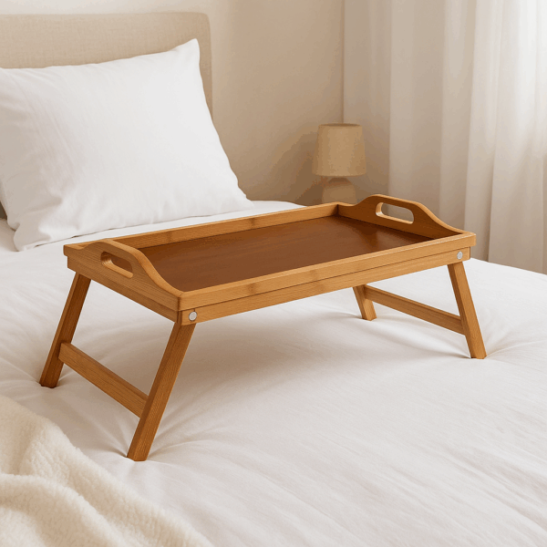 Tava mic dejun 5Five Bambou cu picioare pliabile, 50x30x22 cm, MDF si bambus, maro natur - imagine 2