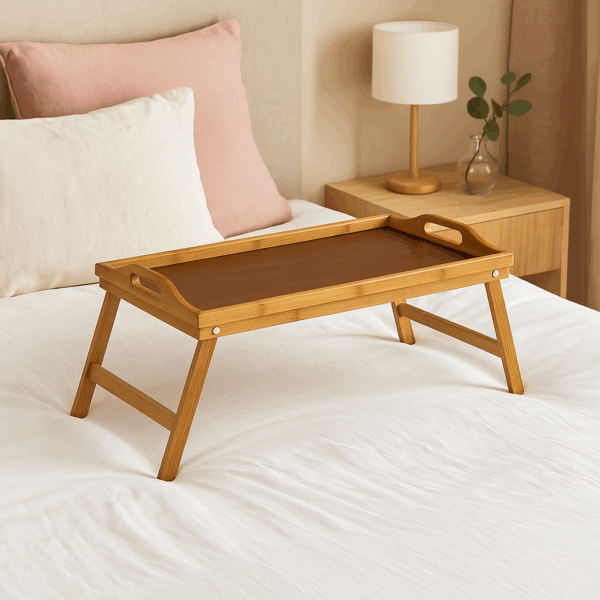Tava mic dejun 5Five Bambou cu picioare pliabile, 50x30x22 cm, MDF si bambus, maro natur - imagine 4
