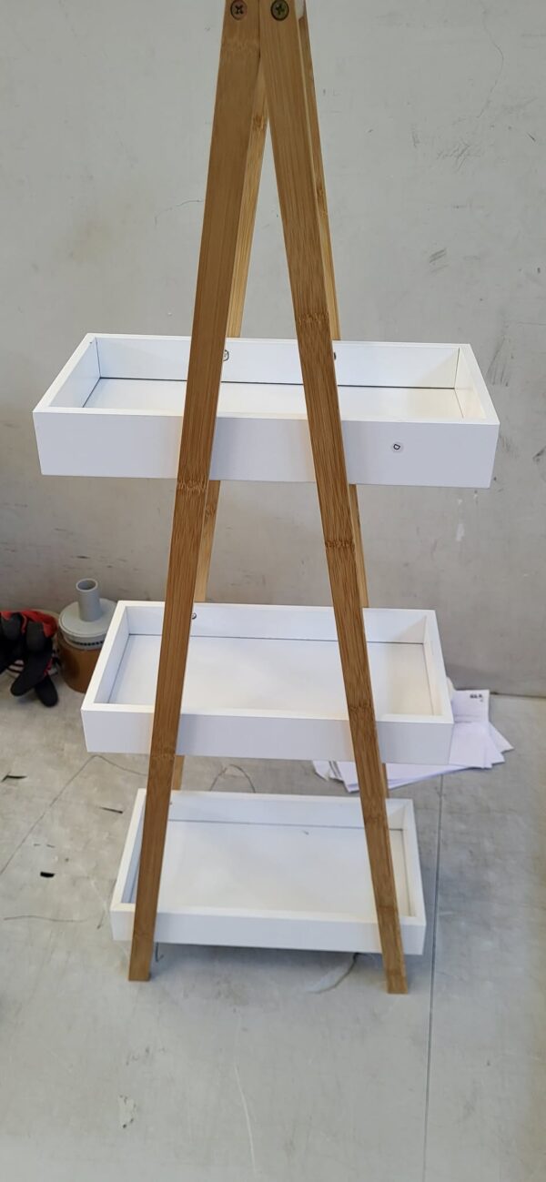 RESIGILAT: Etajera cu 3 rafturi 5Five Natureo, MDF si bambus, 30x18x82 cm, alb - imagine 3