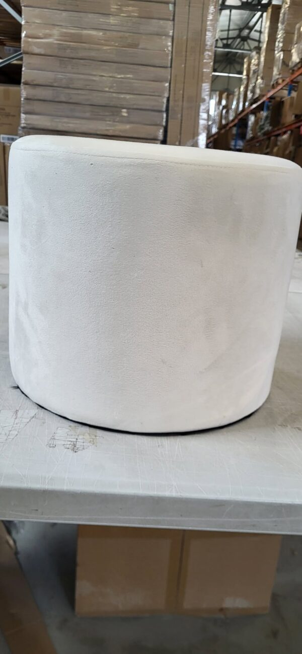 RESIGILAT: Taburet rotund, tapitat cu stofa, picioare otel, sarcina 100kg, 28x42cm, crem - imagine 2