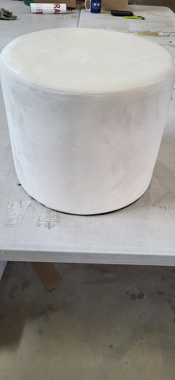 RESIGILAT: Taburet rotund, tapitat cu stofa, picioare otel, sarcina 100kg, 28x42cm, crem - imagine 3