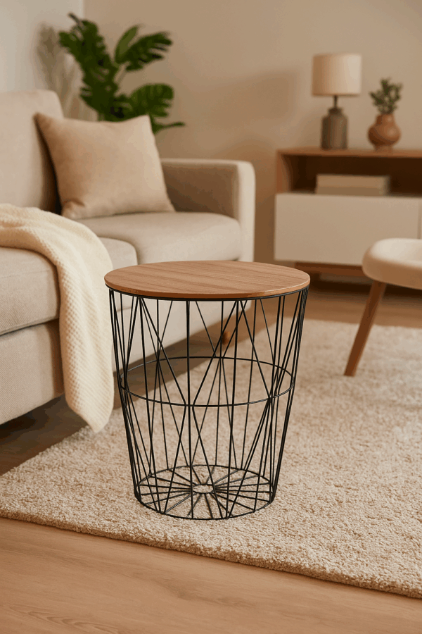 Masuta cafea Atmosphera Kumi, otel si MDF, 47x57 cm, negru - imagine 2