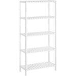 SONGMICS Etajera 5 niveluri, din bambus, pozitii reglabile, multifunctionala pentru bucatarie sau hol, 60x26x130 cm, alb