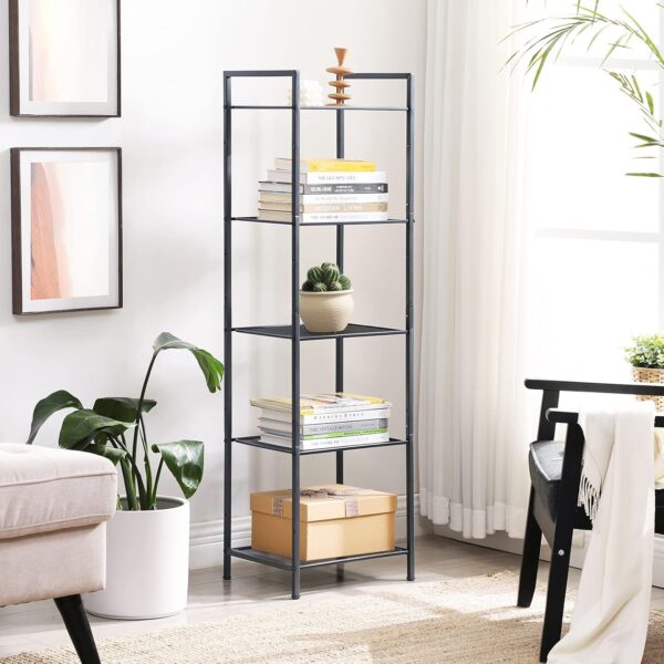 SONGMICS Etajera metalica 5 niveluri, raft ajustabil, pentru baie, bucatarie sau living, 38x30x128 cm, negru - imagine 4
