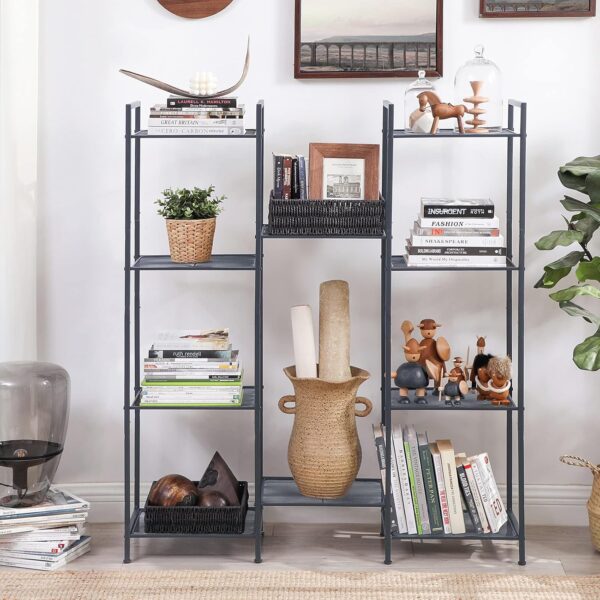 SONGMICS Etajera metalica 5 niveluri, raft ajustabil, pentru baie, bucatarie sau living, 38x30x128 cm, negru - imagine 9