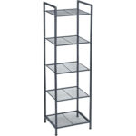SONGMICS Etajera metalica 5 niveluri, raft ajustabil, pentru baie, bucatarie sau living, 38x30x128 cm, negru