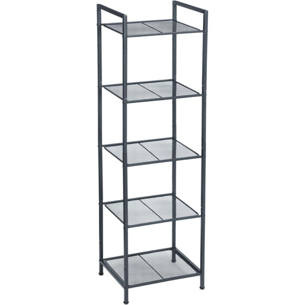 SONGMICS Etajera metalica 5 niveluri, raft ajustabil, pentru baie, bucatarie sau living, 38x30x128 cm, negru