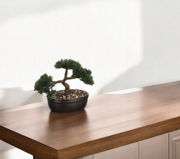 Bonsai artificial Atmosphera in ghiveci ceramic cu pietricele decorative, 23 cm, verde - imagine 2