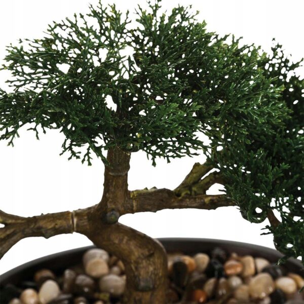 Bonsai artificial Atmosphera in ghiveci ceramic cu pietricele decorative, 23 cm, verde - imagine 3