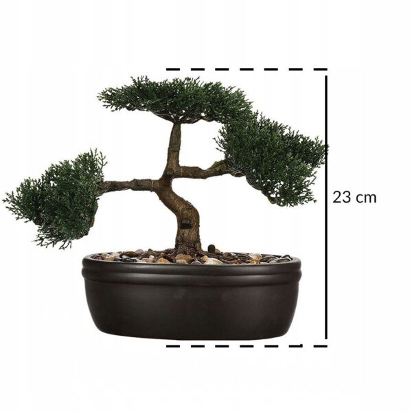 Bonsai artificial Atmosphera in ghiveci ceramic cu pietricele decorative, 23 cm, verde - imagine 5