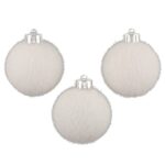 Set 3 globuri de Craciun Atmosphera, efect gheata, diametru 6 cm, alb