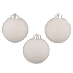 Set 3 globuri de Craciun Atmosphera, efect gheata, diametru 6 cm, alb