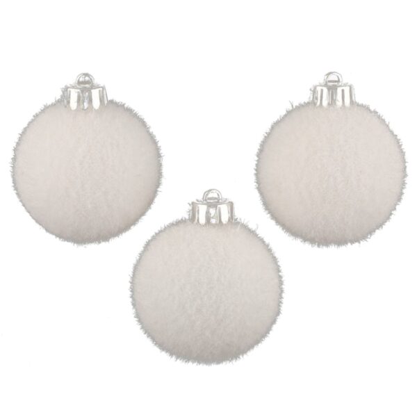 Set 3 globuri de Craciun Atmosphera, efect gheata, diametru 6 cm, alb