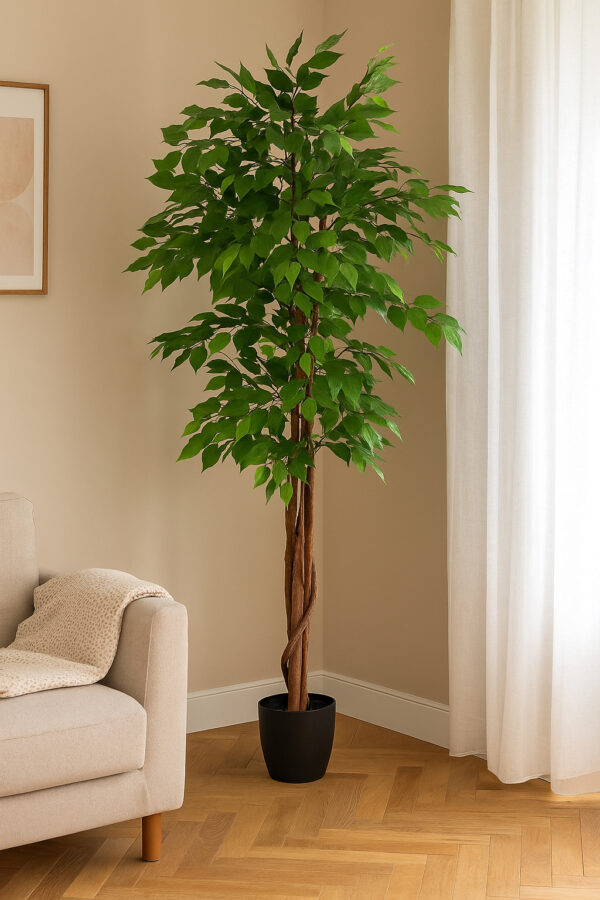 Ficus artificial Atmosphera in ghiveci decorativ, 185 cm, verde - imagine 4