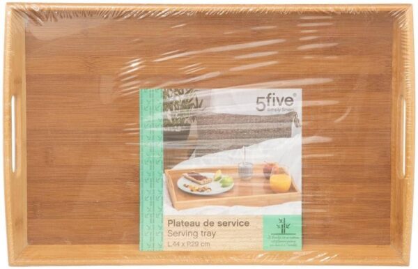 Tava servire 5Five dreptunghiulara din bambus, 44x29 cm, maro natur - imagine 3