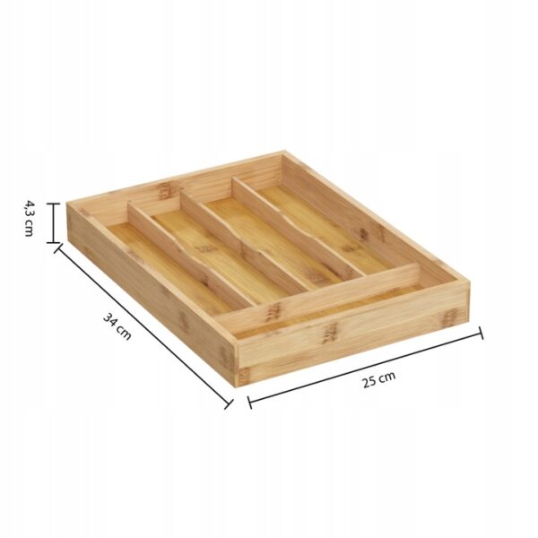 Organizator tacamuri 5Five din bambus si MDF cu 5 compartimente, 34x25 cm, maro natural - imagine 3