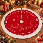 Covor decorativ pentru brad, din fetru matlasat, diametru 90 cm, rosu
