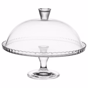 Platou tort Atmosphera Lara din sticla cu capac, diametru 32 cm, transparent