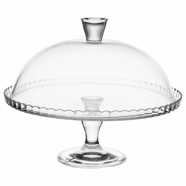 Platou tort Atmosphera Lara din sticla cu capac, diametru 32 cm, transparent