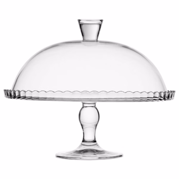Platou tort Atmosphera Lara din sticla cu capac, diametru 32 cm, transparent - imagine 4