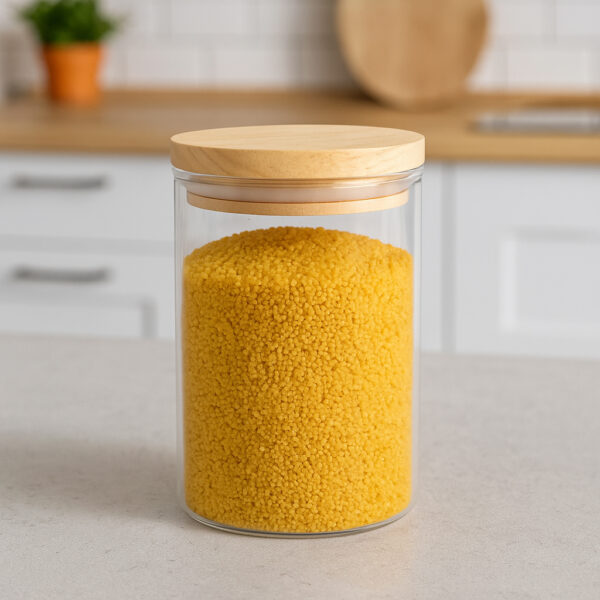 Borcan etans 5Five din sticla borosilicata cu capac lemn natural, 0.6 l, transparent - imagine 6