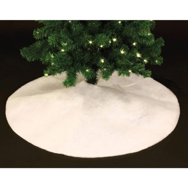 Covor pentru bradul de Craciun, diametru 100 cm, alb cu sclipici - imagine 2