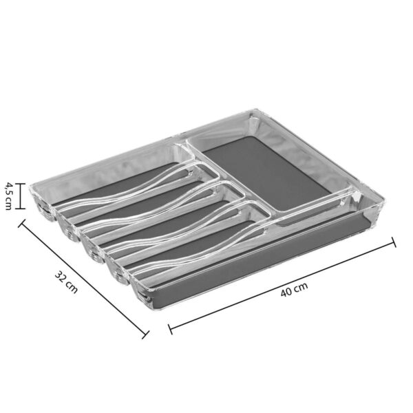 Tava organizare tacamuri 5Five Tidy Smart cu 6 compartimente, 32x40x5 cm, gri - imagine 2