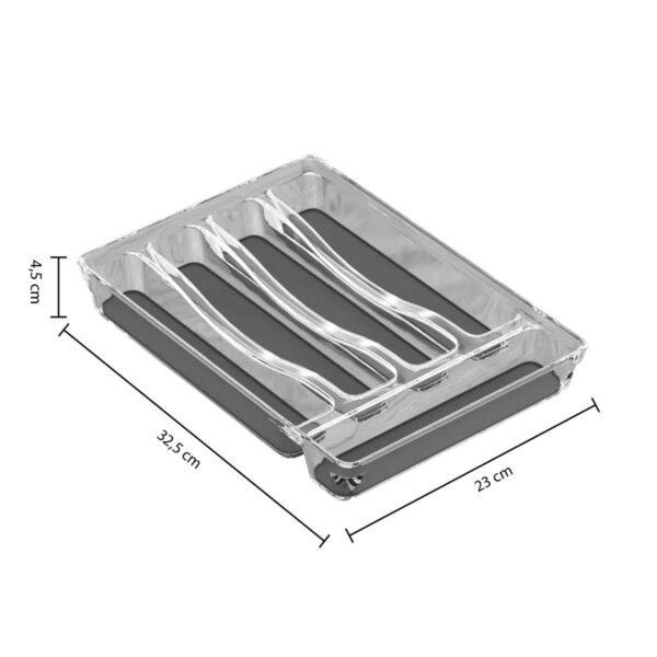 Tava organizare tacamuri 5Five Tidy Smart cu 5 compartimente, 23x33x5 cm, gri - imagine 2